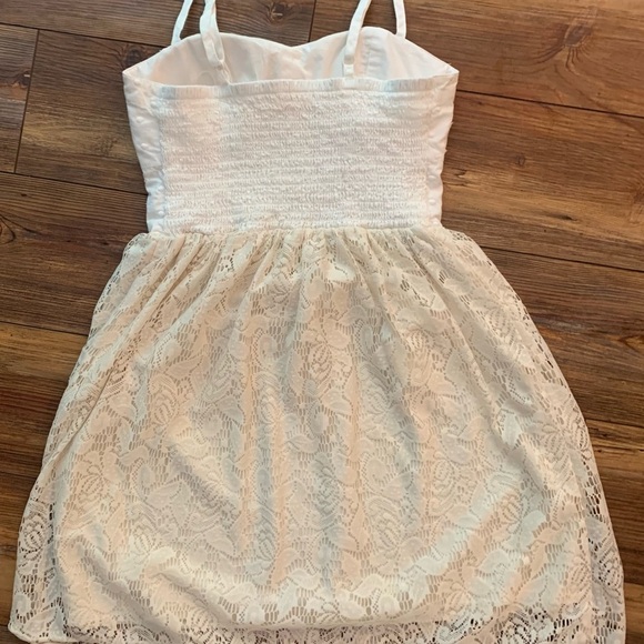 AMERICAN EAGLE Sweetheart Neck Beige Lace Trim Mini Dress Women's Size XS - Picture 12 of 16